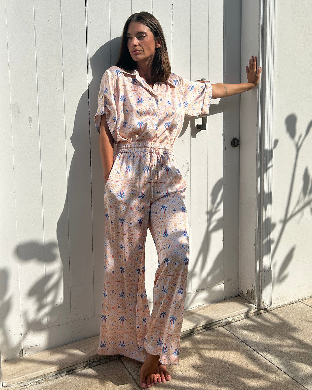 パンツ andmary Monica check loose pants beige andmary Monica check loose pants beige Women Beige Mid Rise Wide