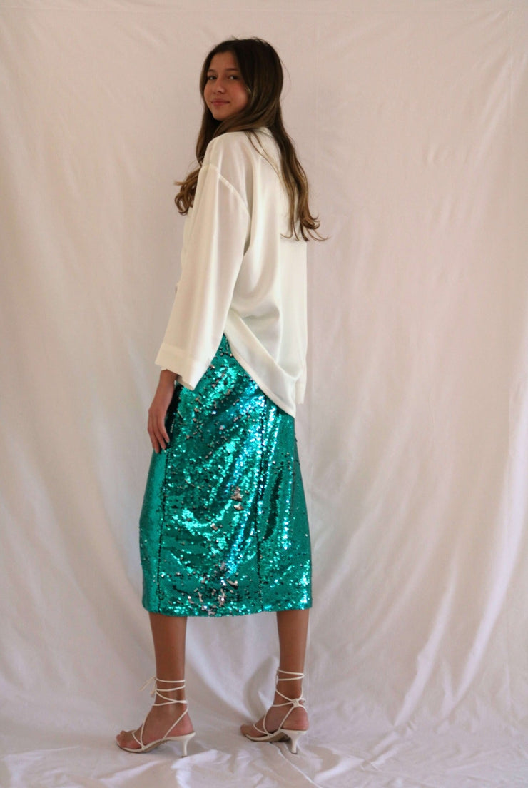 BY M.A.R.Y Emerald Sequins Skirt