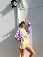 BY M.A.R.Y Menorca Airy Bi-Color Blouse with Puffed Sleeves