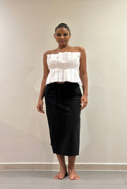 BY M.A.R.Y Raluca Pleated Strapless Top