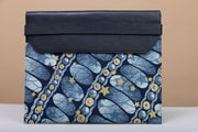 BY M.A.R.Y Accessories Blue and Golden Flowers; Febe Clutch - Blue and Golden Stars