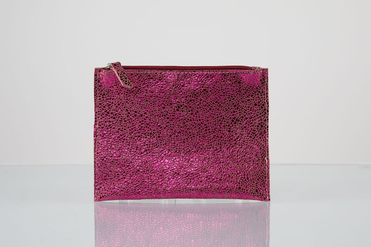 BY M.A.R.Y Accessories Metallic Pink Kanta Clutch - Metallic Red