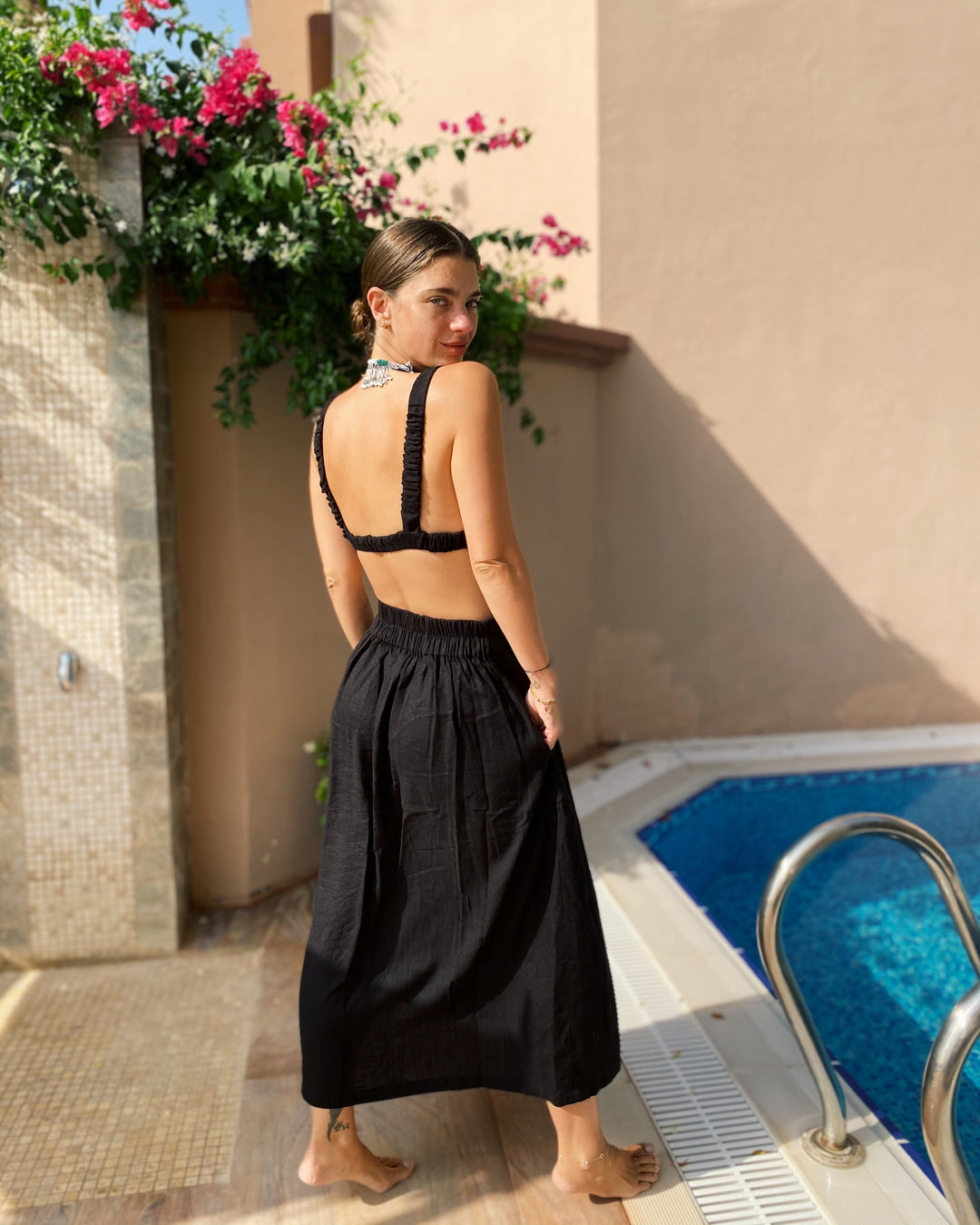a line long dress with sleeves Structured Collar Detail Long Dress – John Paul Ataker