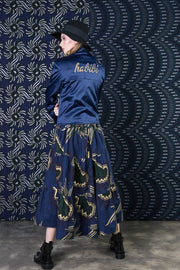 Embroidered Satin Jacket - Blue