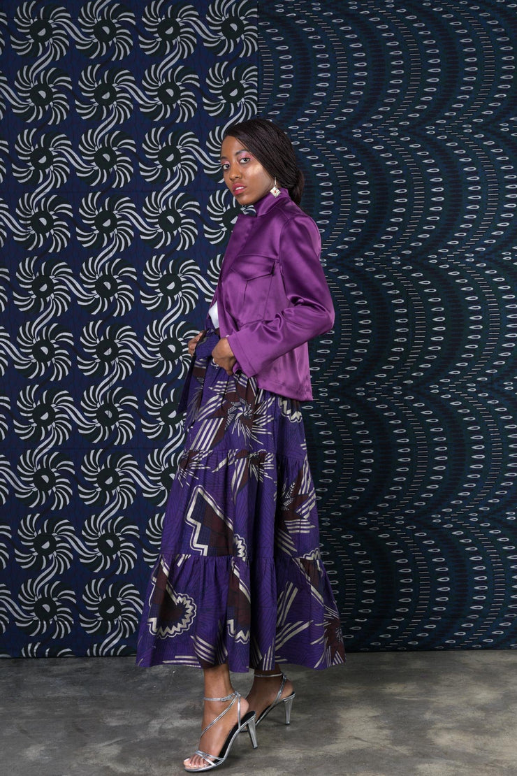 Embroidered Satin Jacket - Purple