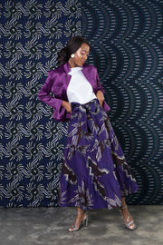 Embroidered Satin Jacket - Purple