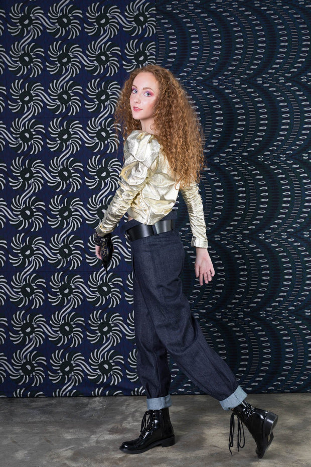 Leather Crop Top - Gold