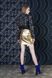 Metallic leather Skirt - Gold