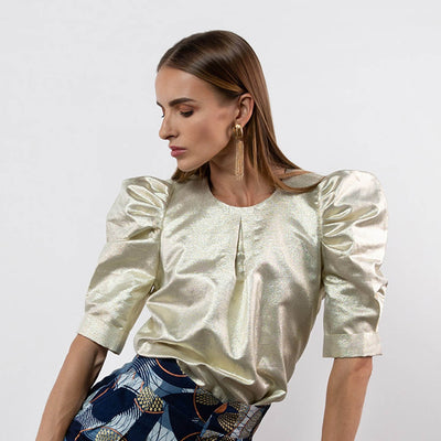 BY M.A.R.Y S/M Elaine Top - Metallic Gold