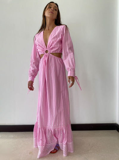 BY M.A.R.Y S/M / Pink English Embroidery Carla Long Dress