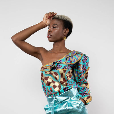 BY M.A.R.Y S/M Zawadi Top - Turquoise/Gold Coral
