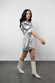 BY M.A.R.Y S Turid Dress - Metallic Silver