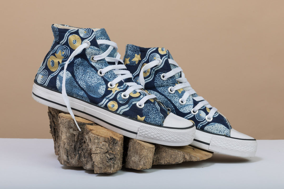 Converse All Star High Top Blue and Golden Stars